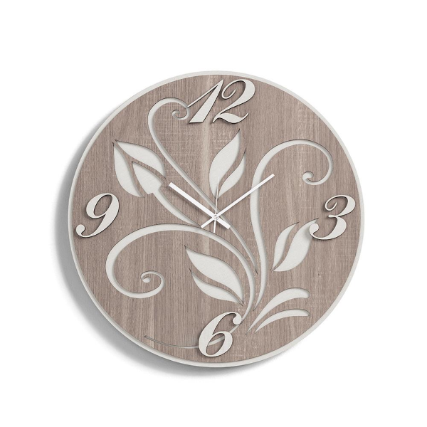 Orologio rotondo moderno D50 FIORE in legno laminato TRS