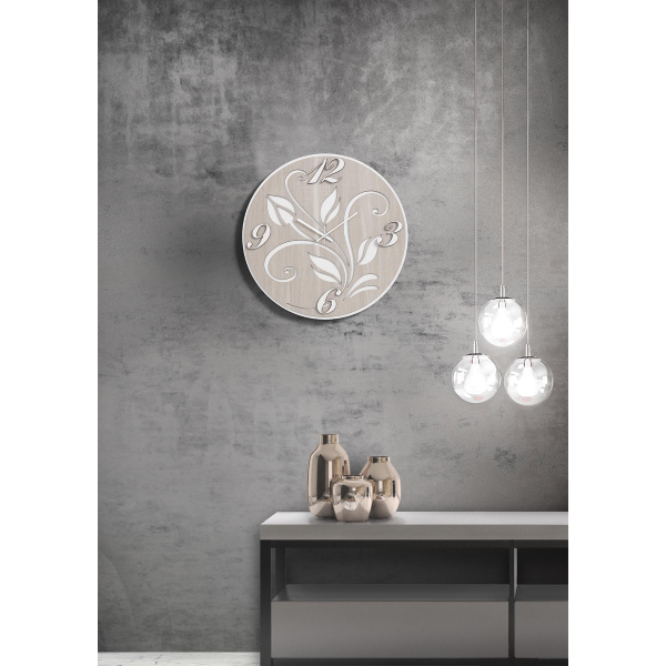 Orologio rotondo moderno D50 FIORE in legno laminato BRC