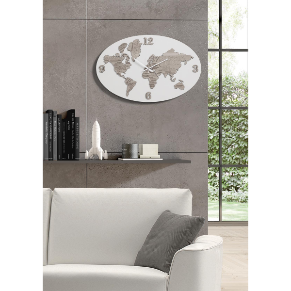 Wanduhr 70x45 cm Planisphäre aus RSN-Schichtholz