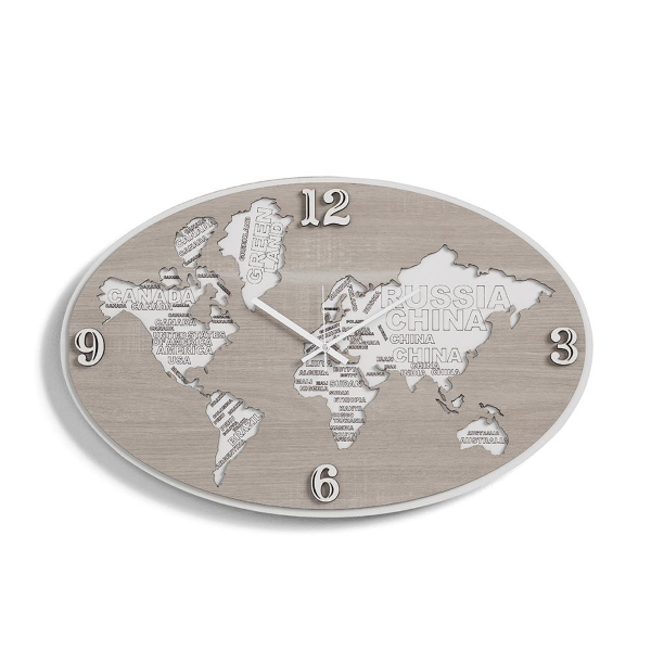 Orologio da parete in legno laminato PLANISFERO2 70x45 cm BRC