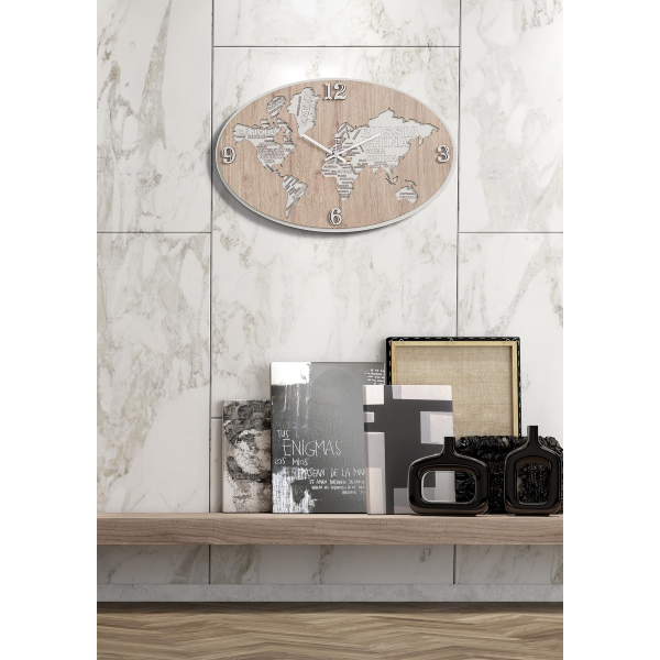 Orologio da parete in legno laminato PLANISFERO2 70x45 cm BRC