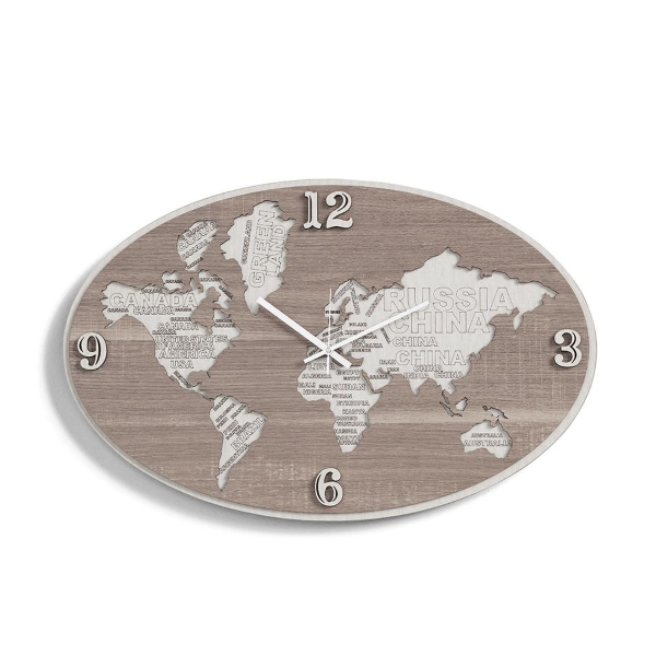 Orologio da parete in legno laminato PLANISFERO2 70x45 cm TRS