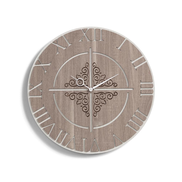 Orologio da parete tondo D50 ROMA moderno in legno laminato TRS