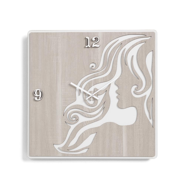 Orologio da parete moderno 50X50 WOMAN in legno laminato BRC