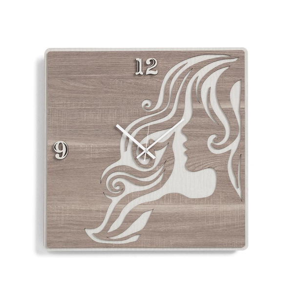 Orologio da parete moderno 50X50 WOMAN in legno laminato TRS
