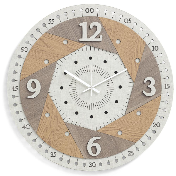 Orologio da parete rotondo in legno laminato D30cm TRS - Ottagono