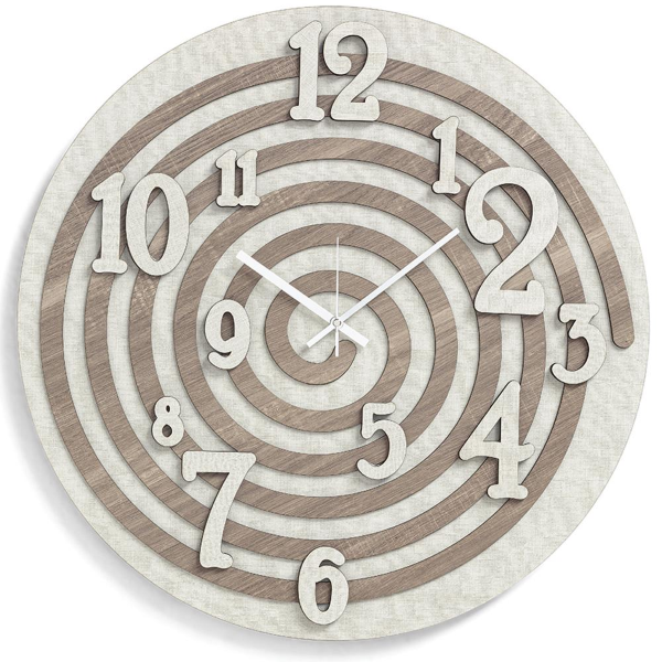 Orologio da parete rotondo D30 cm in legno laminato TRS - SPIRALE 