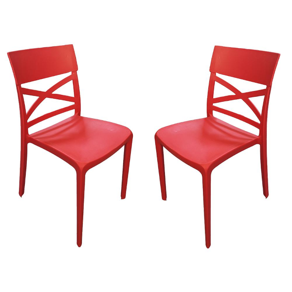Sedia polipropilene per interno e esterno impilabile VENUS Rosso set 2  pezzi - 005085