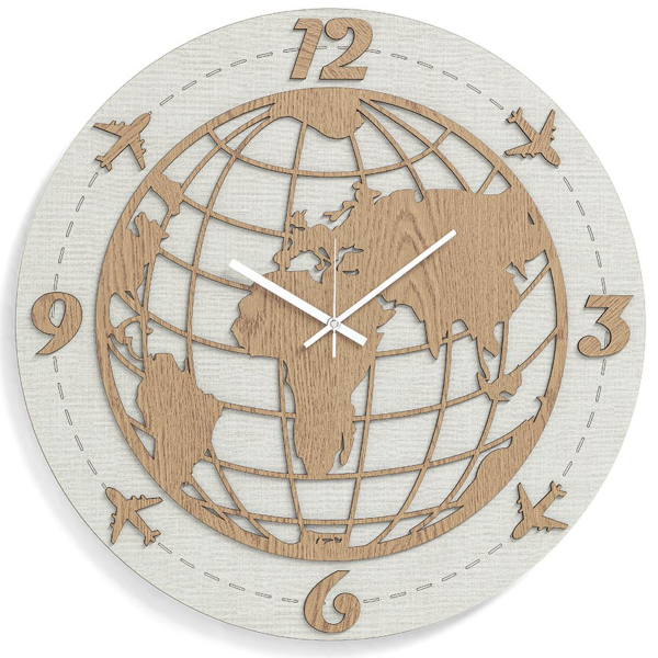 Reloj de pared redondo D30 cm WORLD moderno en madera laminada TTE