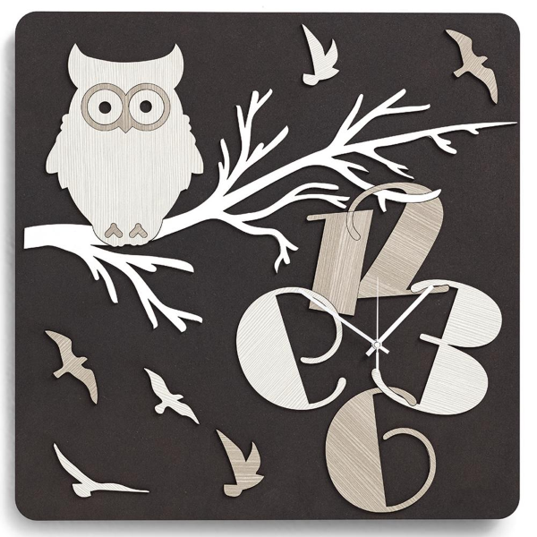 Orologio quadrato 30X30 cm da parete in legno laminato GUFO RSN