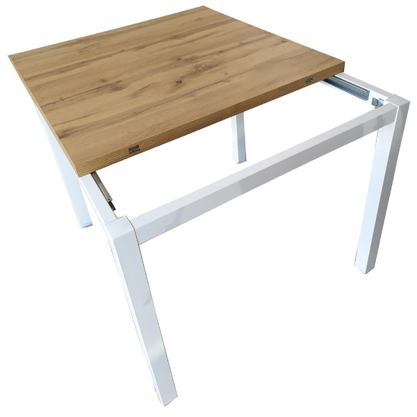 Modern kitchen table 90x90 white metal legs