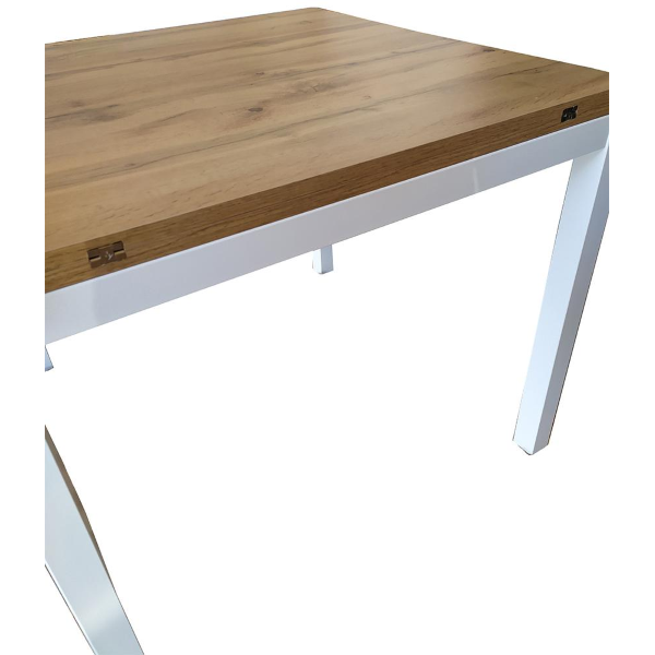 Modern kitchen table 90x90 white metal legs