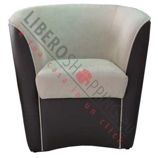 Fauteuil BICOLOR VALENTINA en éco-cuir MARRON et assise en tissu TAUPE