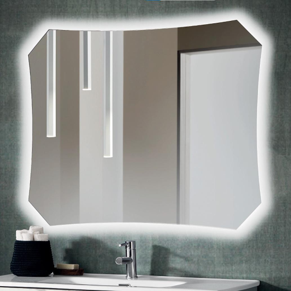 Mobile da bagno sospeso 100 cm e specchio retroilluminato LED BALI Tabacco  - 011165