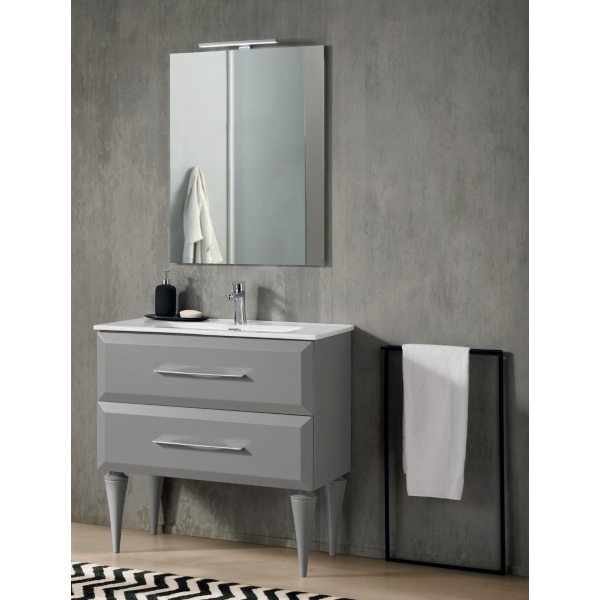 Mobile bagno moderno 80 cm - Grigio Perla - 2 cassetti - Lavabo - CLEIDE