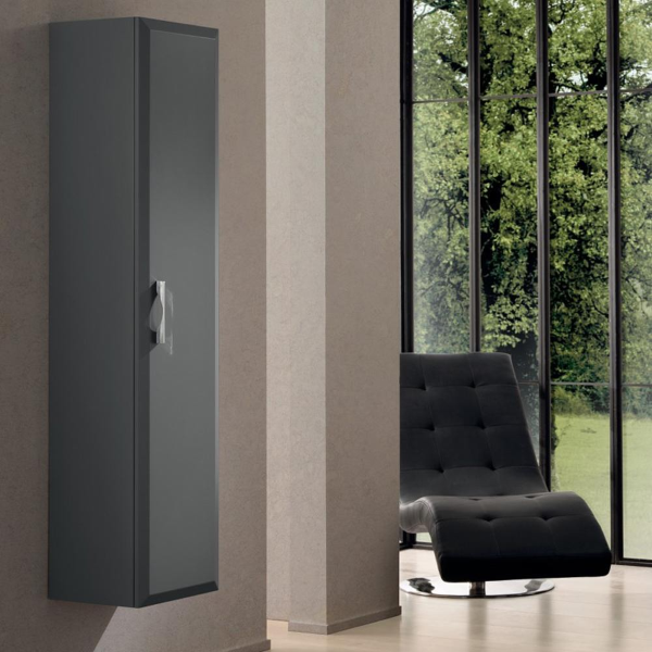 CLEIDE modern reversible bathroom column with 1 matt anthracite door