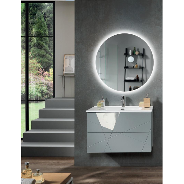 CRIZIA base 80 modern suspended bathroom cabinet with matt gray washbasin