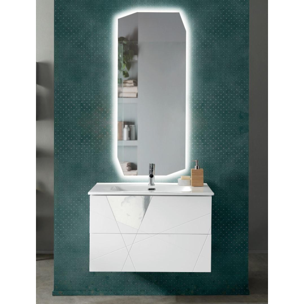 CRIZIA base 80 modern suspended bathroom cabinet with white washbasin