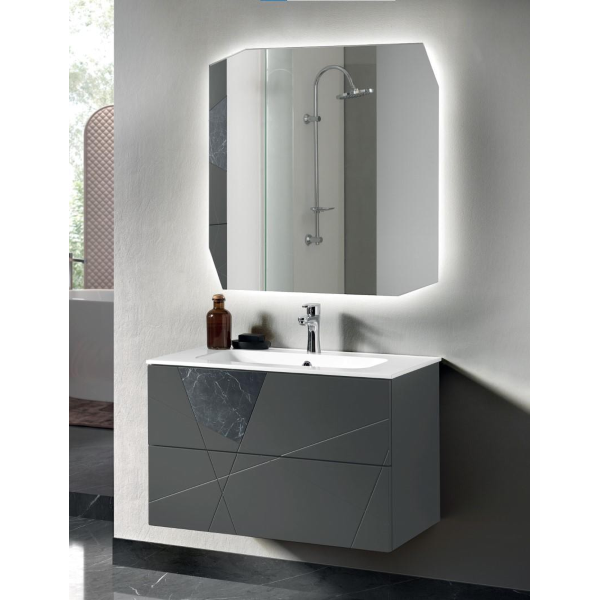 CRIZIA base 80 modern suspended bathroom cabinet with anthracite washbasin