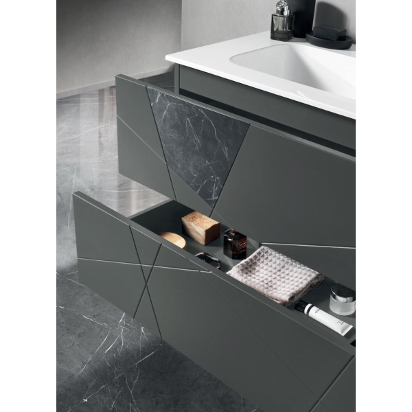 CRIZIA base 80 modern suspended bathroom cabinet with anthracite washbasin