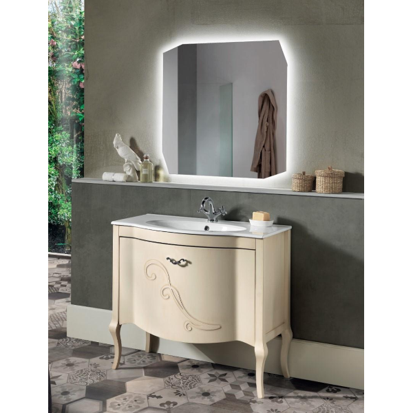 Mueble de baño de estilo clásico MARTINA con una cómoda y lavabo de marfil