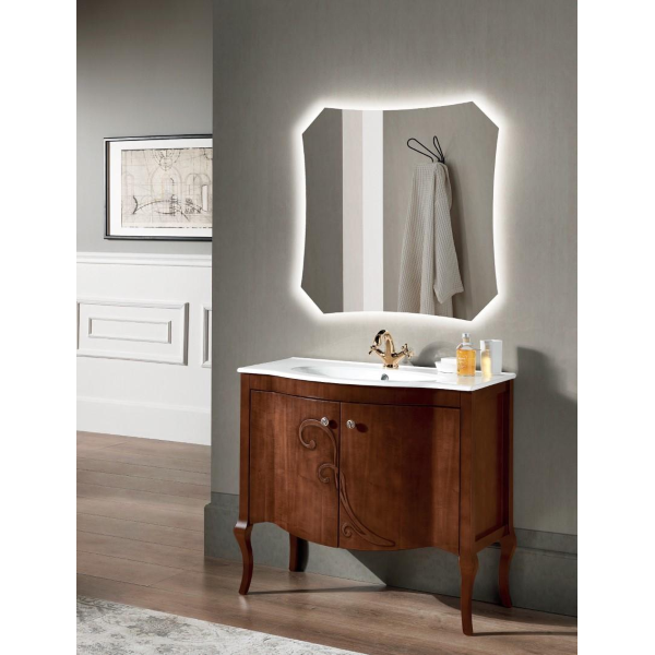 MARTINA classic style bathroom cabinet with two doors and walnut washbasin