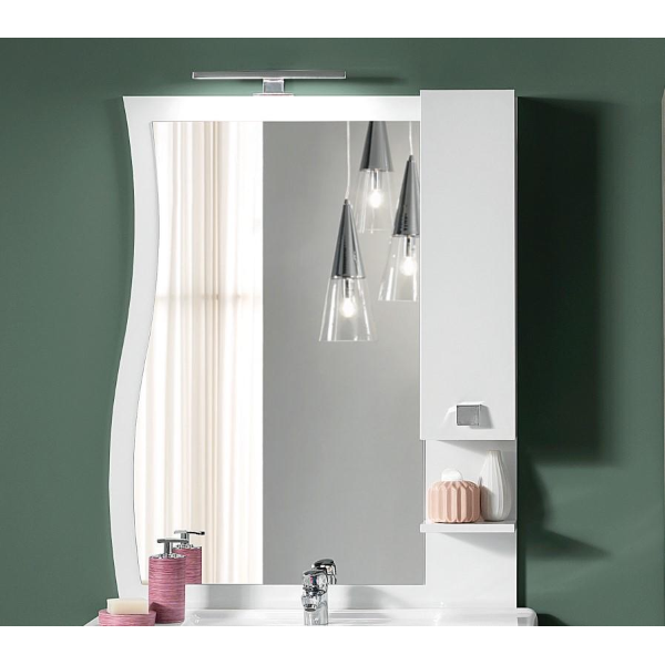 002539 - Specchio bagno con pensile e lampada LED ONDA 100 bianco
