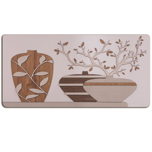 Quadro moderno con figura lavorata a legni sovrapposti 59x119 cm