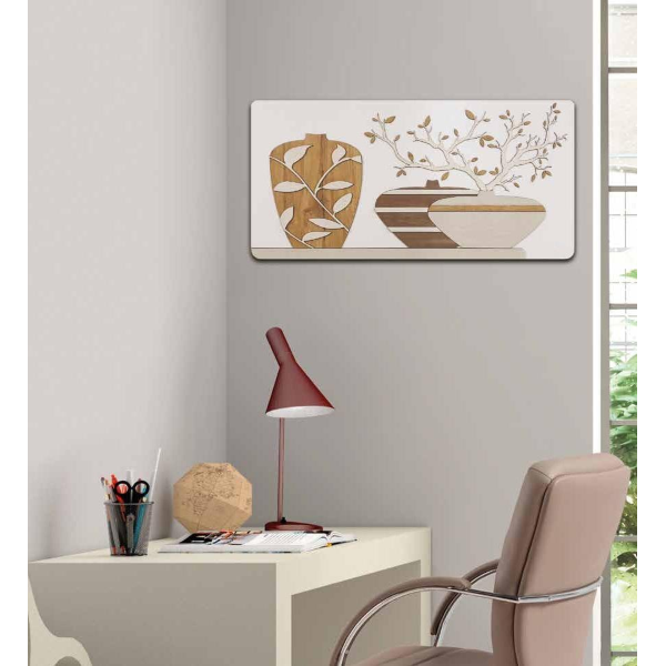 Quadro moderno con figura lavorata a legni sovrapposti 59x119 cm