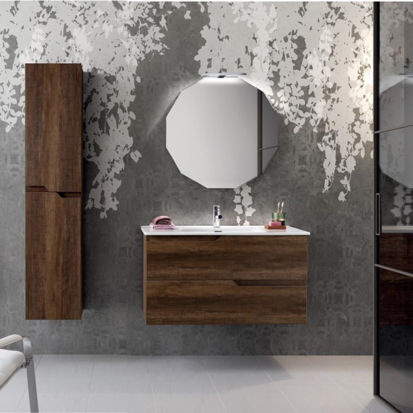 BORA Modern suspended bathroom cabinet base 100 with 2 drawers and washbasin, TEK