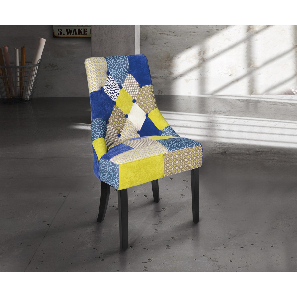 Poltrona da camera imbottita in tessuto patchwork WILLY