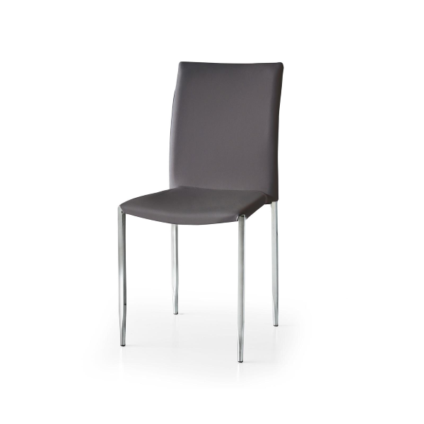 Sedia in ecopelle imbottita JESON gambe cromate vendibile set 4 pezzi Grigio