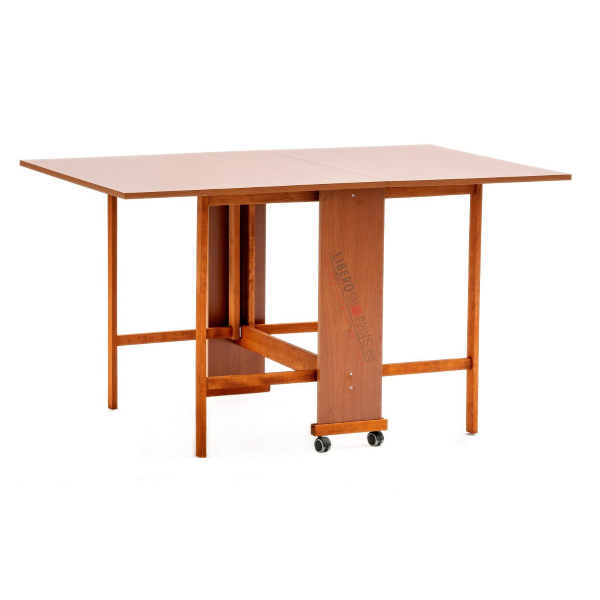 Mesa plegable de madera de formica con ruedas 140x90 GIORGIA Cerezo
