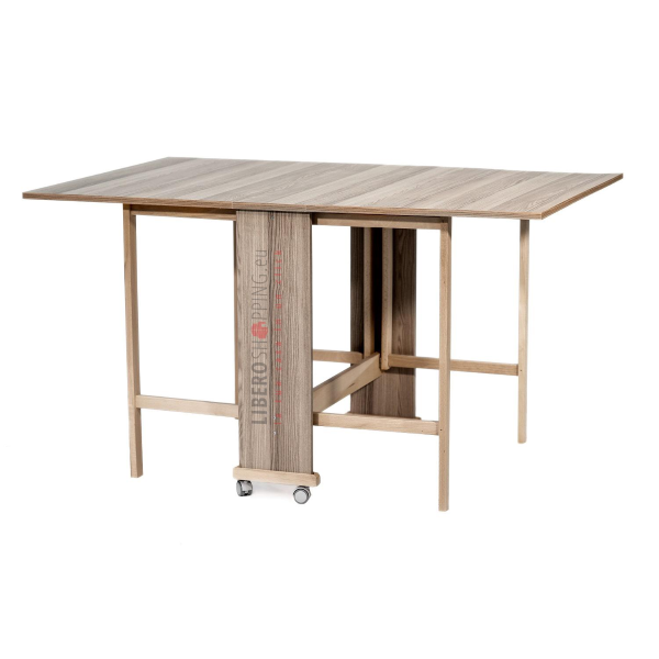 Mesa plegable de madera de formica con ruedas 140x90 GIORGIA Alerce Gris