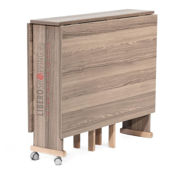 Mesa plegable de madera de formica con ruedas 140x90 GIORGIA Alerce Gris