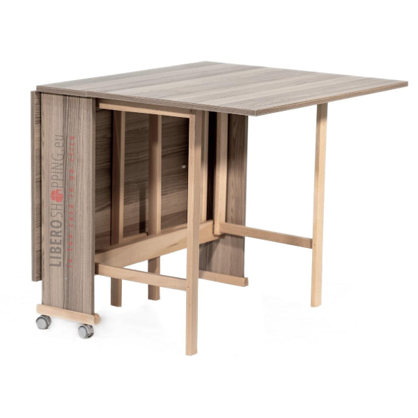 Mesa plegable de madera de formica con ruedas 140x90 GIORGIA Alerce Gris