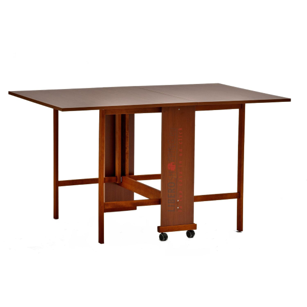 Mesa plegable de madera de formica con ruedas 140x90 GIORGIA Nogal