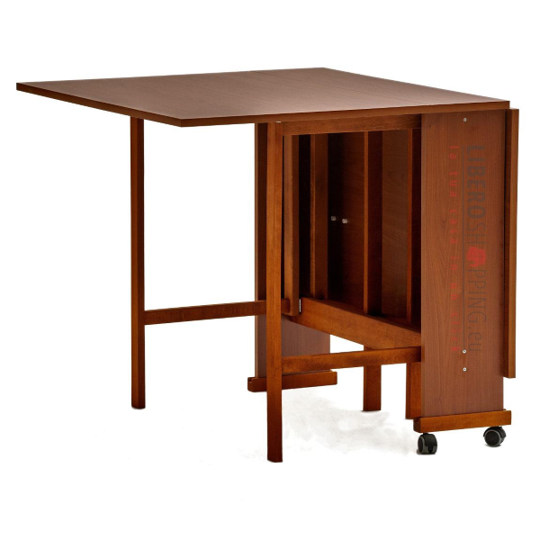 Mesa plegable de madera de formica con ruedas 140x90 GIORGIA Nogal