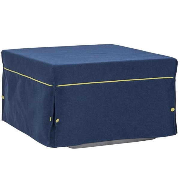 001674 - Pouf letto brandina pieghevole 80x80 cm BIN con tessuto Blu 