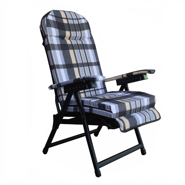 Sedia sdraio KETTYC in metallo con prolunga e cuscino imbottito FANTASIA GRIGIO