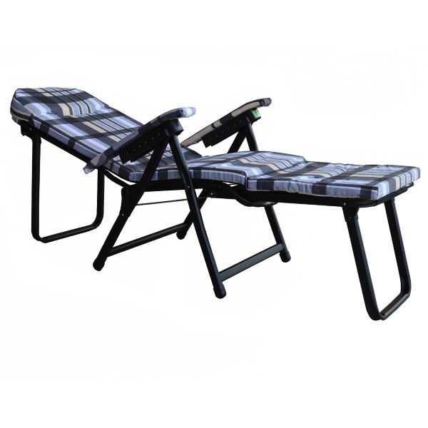 Sedia sdraio KETTYC in metallo con prolunga e cuscino imbottito FANTASIA GRIGIO