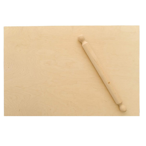 Spianatoia in legno per impasti tradizionali senza bordo con mattarello  65x45 cm - 003468
