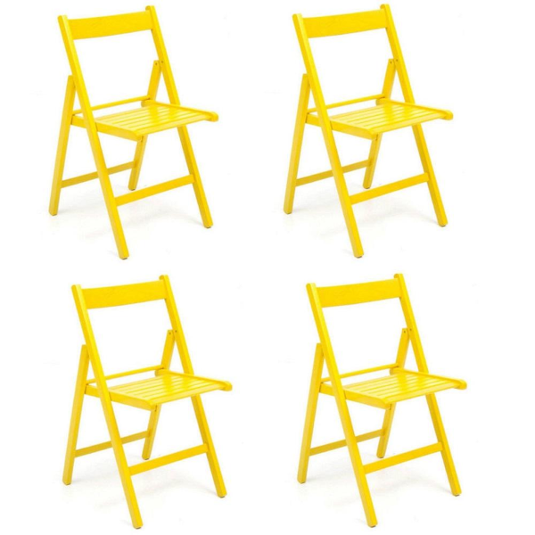 Set mit 4 Klappstühlen aus gelbem Luxusholz