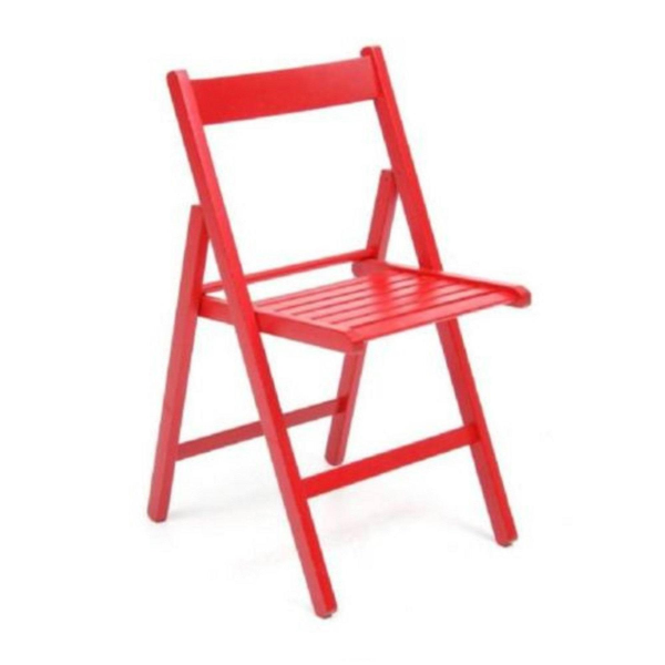Set 4 chaises pliantes en bois de grève de luxe de couleur rouge
