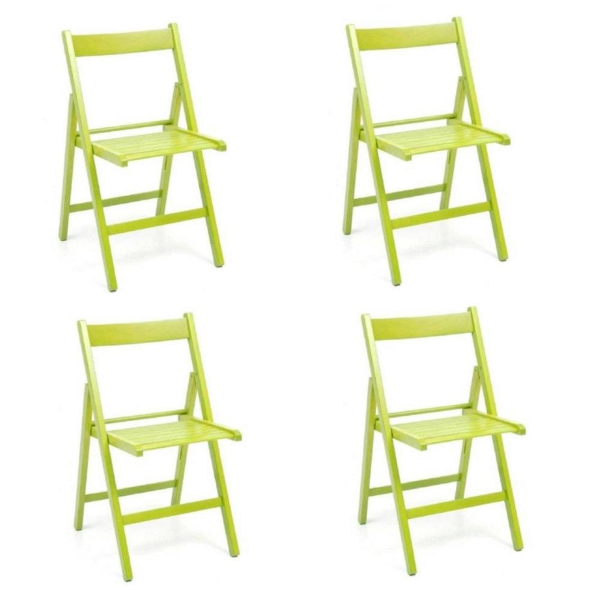 Set mit 4 Klappstühlen aus grünem Luxusholz