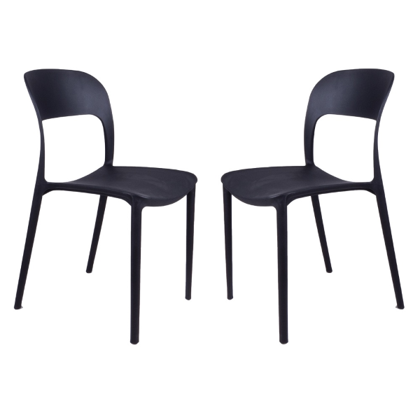 Stapelbarer Stuhl aus schwarzem Polypropylen von NATHAN, 2 Stück