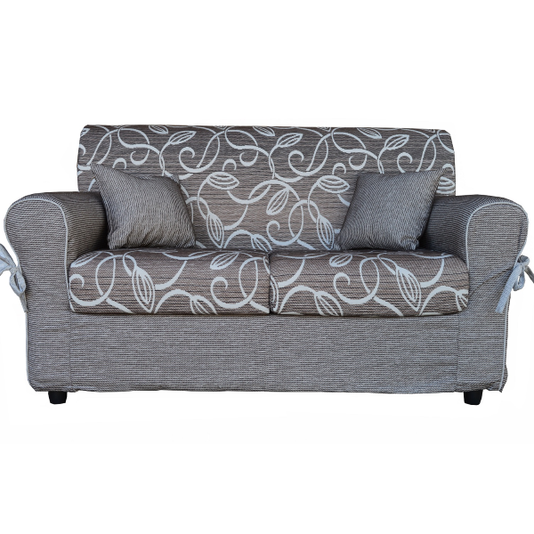 Sofá PANAMA 2 plazas en tejido desenfundable 150 cm marrón / gris paloma