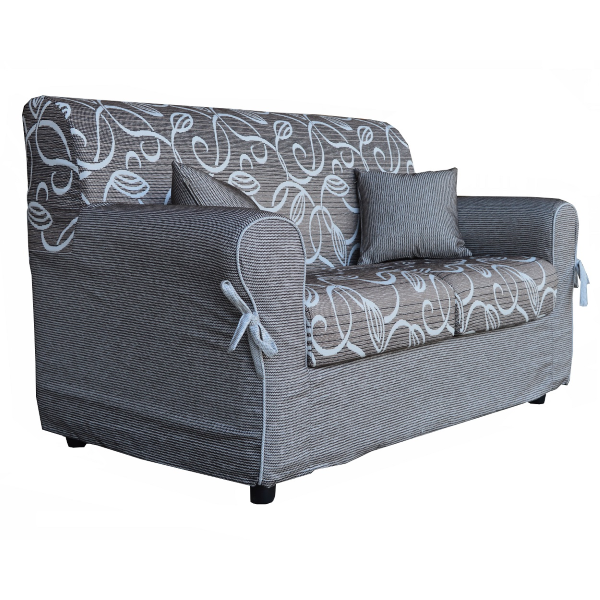 Sofá PANAMA 2 plazas en tejido desenfundable 150 cm marrón / gris paloma