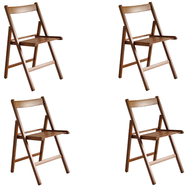 4 Klappstühle für Camping Hausgarten aus massivem Walnussholz
