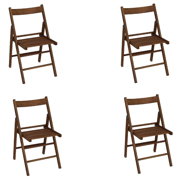 4 chaises pliantes en hêtre noyer